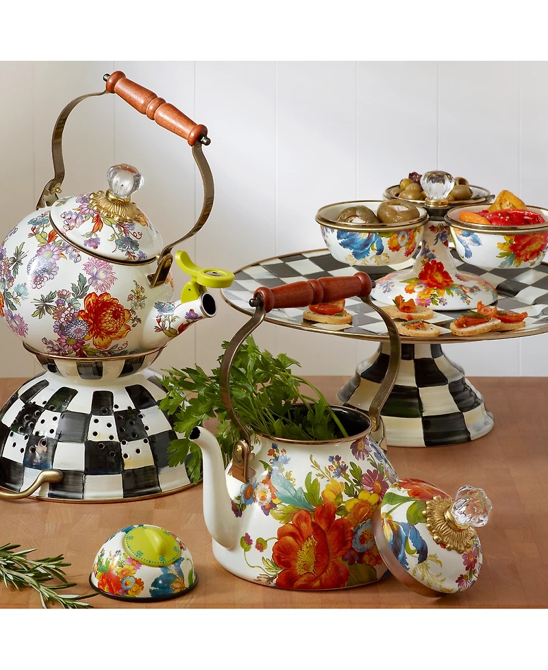 Mackenzie-Childs White Flower Market 2-Qt. Tea Kettle