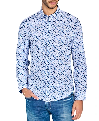 Brooklyn Brigade Men's Non-Iron Performance Stretch Moisture-Wicking Floral Button-Down Shirt