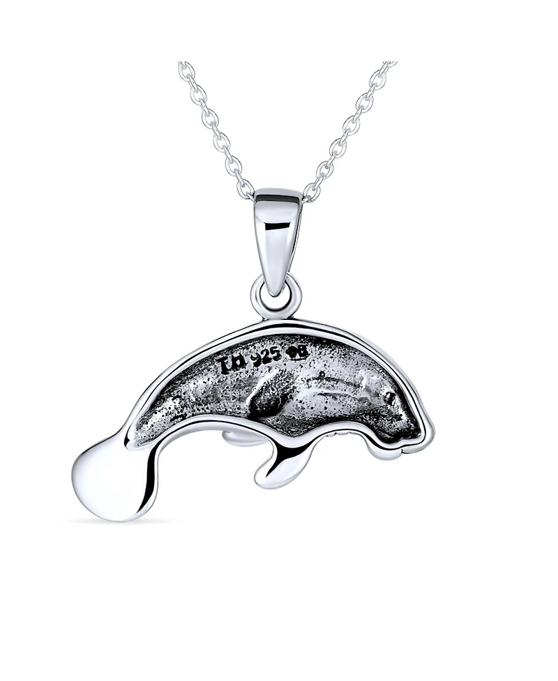 Bling Jewelry Hawaiian Nautical Sea Lover Vacation Honeymoon Sea Cow Ocean Marine Life Manatees Pendant Necklace Sterling Silver