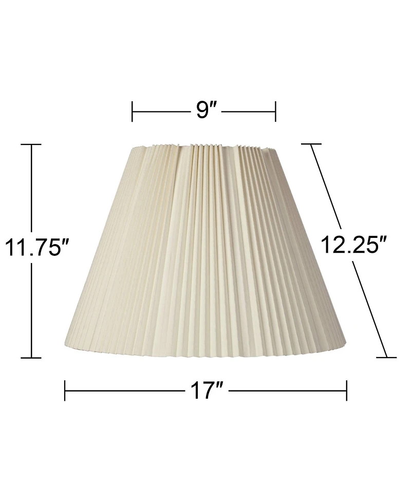 Springcrest Set of 2 Empire Lamp Shades Eggshell Large 9" Top x 17" Bottom x 12.25" High Spider Replacement Harp and Finial Fitting