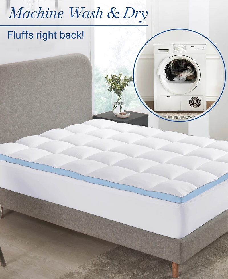Extra Thick Cooling Mattress Topper Full Size, Plush Pillow-Top Full Mattress Topper by California Design Den