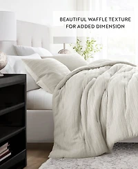 ienjoy Home Waffle Textured 3-Piece Comforter Set