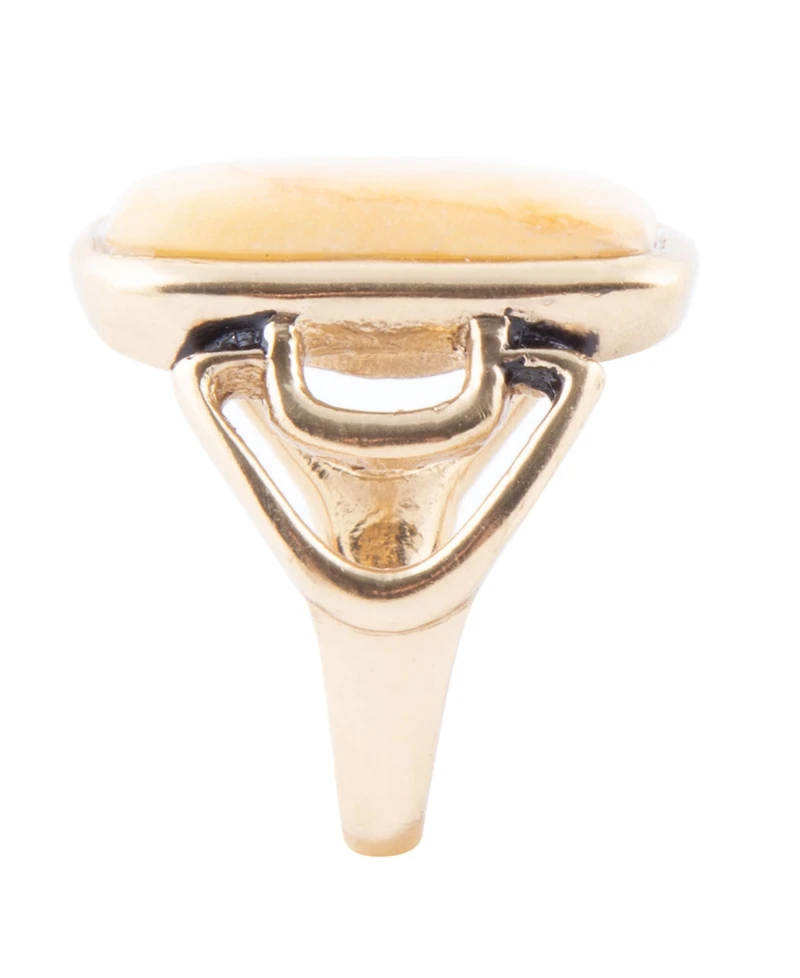 Barse Luster Yellow Agate Golden Bronze Rectangle Ring