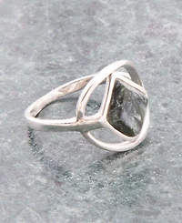 Barse North Star Genuine Green Seraphinite Sterling Silver Diamond Ring