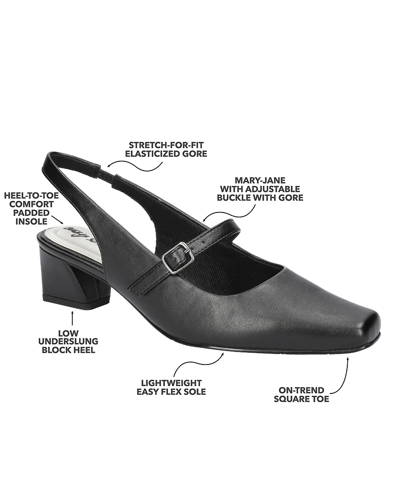 Easy Street Women's Cameo Square Toe Slingback Pumps