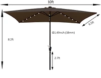 Streamdale Solar Lighted Patio Umbrella with Crank (10' x 6.5')