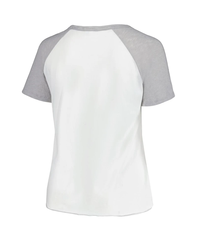 Soft as a Grape Women's White Los Angeles Dodgers Plus Baseball Raglan T-Shirt