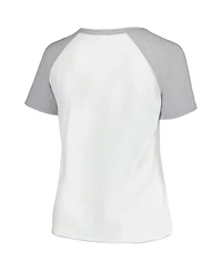 Soft as a Grape Women's White Los Angeles Dodgers Plus Baseball Raglan T-Shirt