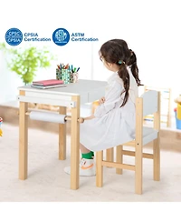 Costway Kids Table and Chair Set Wooden Activity Drawing Study Desk
