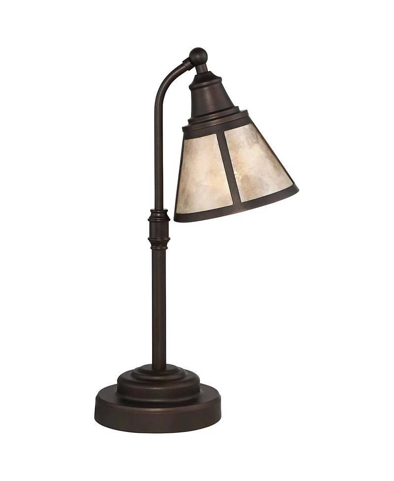 Malta Rustic Farmhouse Desk Lamp 18 1/2" High Satin Bronze Brown Metal Adjustable Blond Mica Shade for Bedroom Living Room House Bedside Nightstand Ho