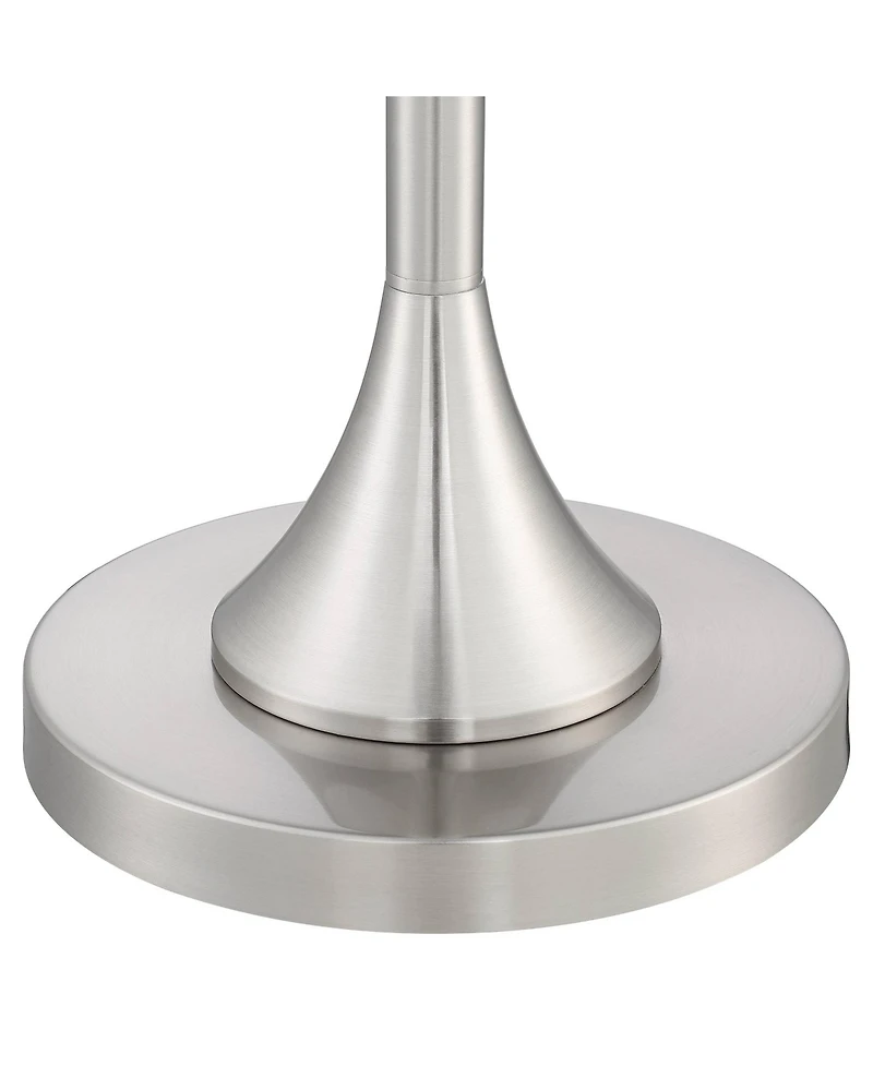 Possini Euro Design Candice Modern Floor Lamp 64" Tall Brushed Nickel Silver Organza Outer White Linen Inner Drum Shade for Living Room Bedroom O