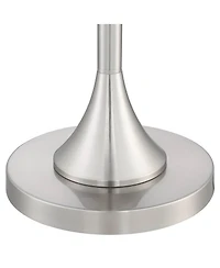 Possini Euro Design Candice Modern Floor Lamp 64" Tall Brushed Nickel Silver Organza Outer White Linen Inner Drum Shade for Living Room Bedroom O