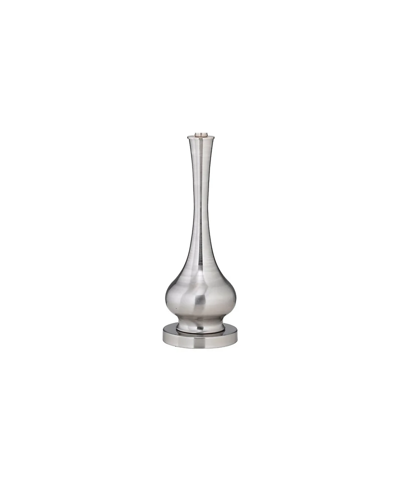 Possini Euro Design Modern Buffet Table Lamp 32" Tall Brushed Nickel Metal Gourd White Fabric Cylinder Shade for Living Room House Dining Entrywa