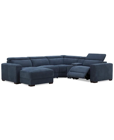 Nevio -Pc. Fabric Power Headrest Sectional and Chaise with 1 Motion Chair