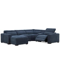 Nevio -Pc. Fabric Power Headrest Sectional and Chaise with 1 Motion Chair