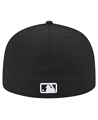 New Era Men's Black Chicago Cubs Logo 59FIFTY Fitted Hat