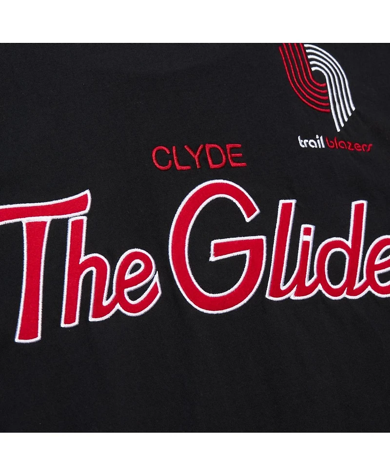 Mitchell & Ness Men's Clyde Drexler Black Portland Trail Blazers Premium Nickname T-Shirt
