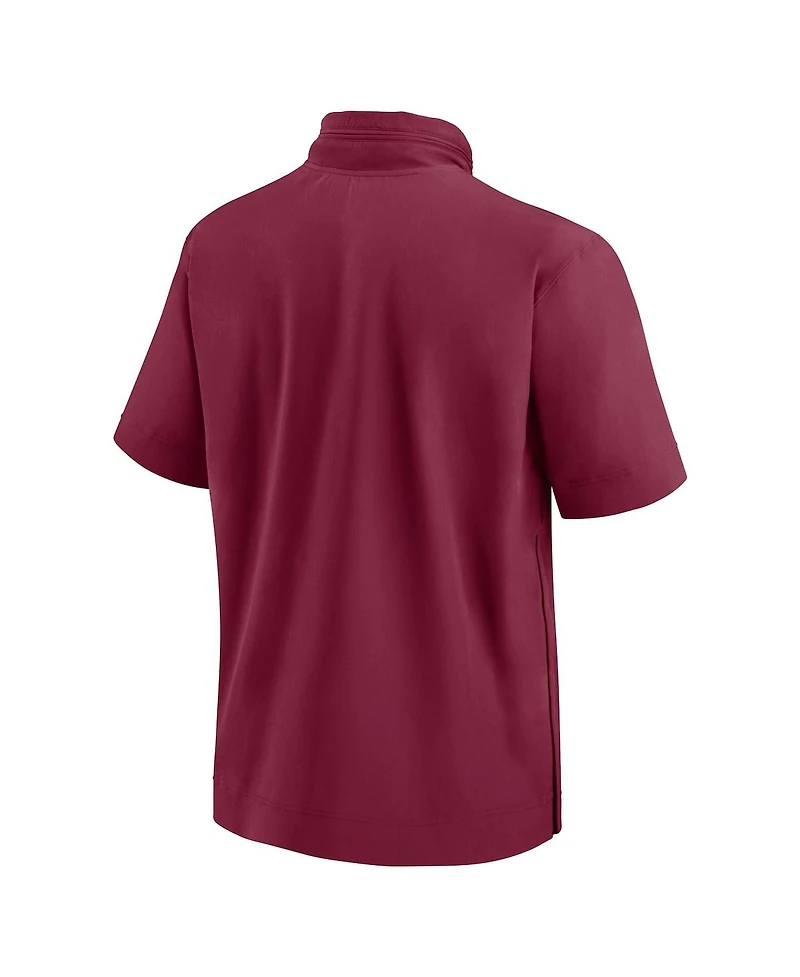 Nike Men's Garnet Florida State Seminoles 2024 Sideline Coach Short Sleeve Half-Zip Hoodie Jacket