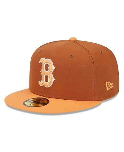 New Era Men's Brown/Orange Boston Red Sox Spring Color Basic Two-Tone 59FIFTY Fitted Hat