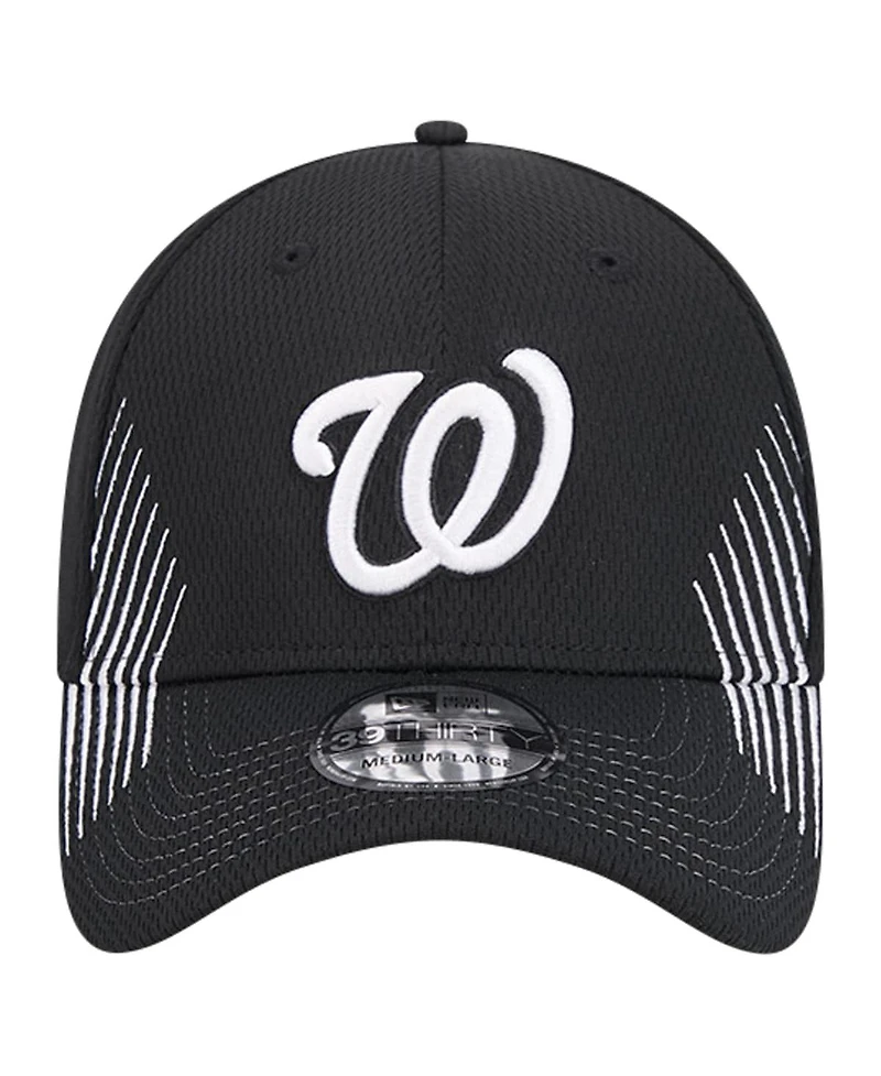 New Era Men's Black Washington Nationals Active Dash Mark 39THIRTY Flex Hat