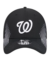 New Era Men's Black Washington Nationals Active Dash Mark 39THIRTY Flex Hat