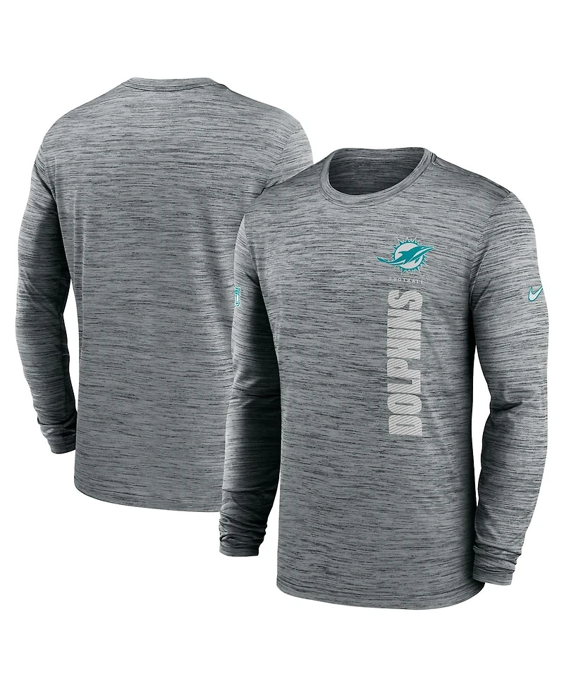 Nike Men's Gray Miami Dolphins 2024 Sideline Velocity Performance Long Sleeve T-Shirt