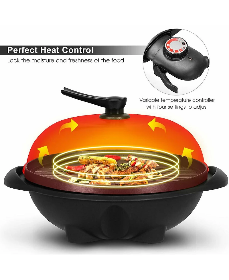 Costway Electric Bbq Grill 1350W Non-stick 4 Temperature Setting Outdoor