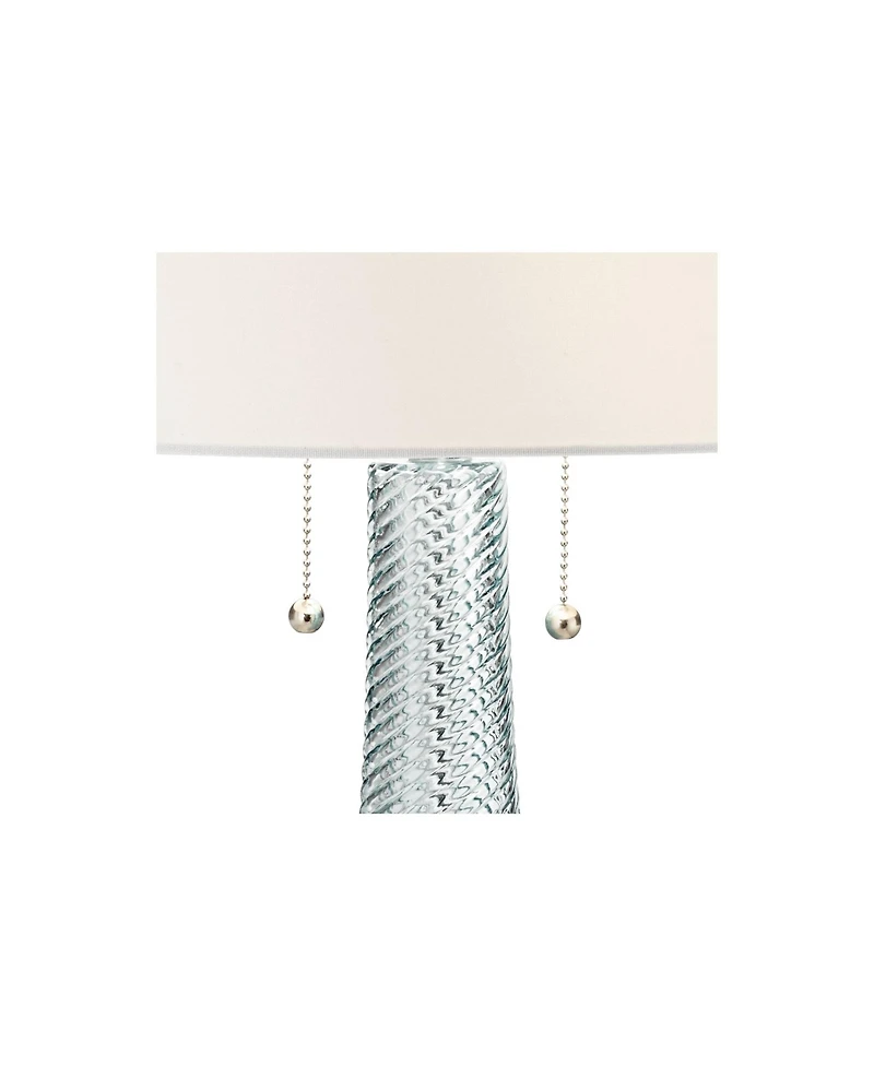 Possini Euro Design Miriam Modern Table Lamp 28 1/2" Tall Aqua Blue Fluted Glass with Table Top Dimmer White Drum Shade for Bedroom Living Room H