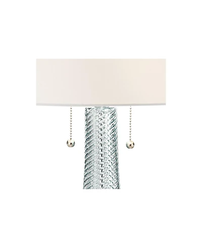 Possini Euro Design Miriam Modern Table Lamp 28 1/2" Tall Aqua Blue Fluted Glass with Table Top Dimmer White Drum Shade for Bedroom Living Room H