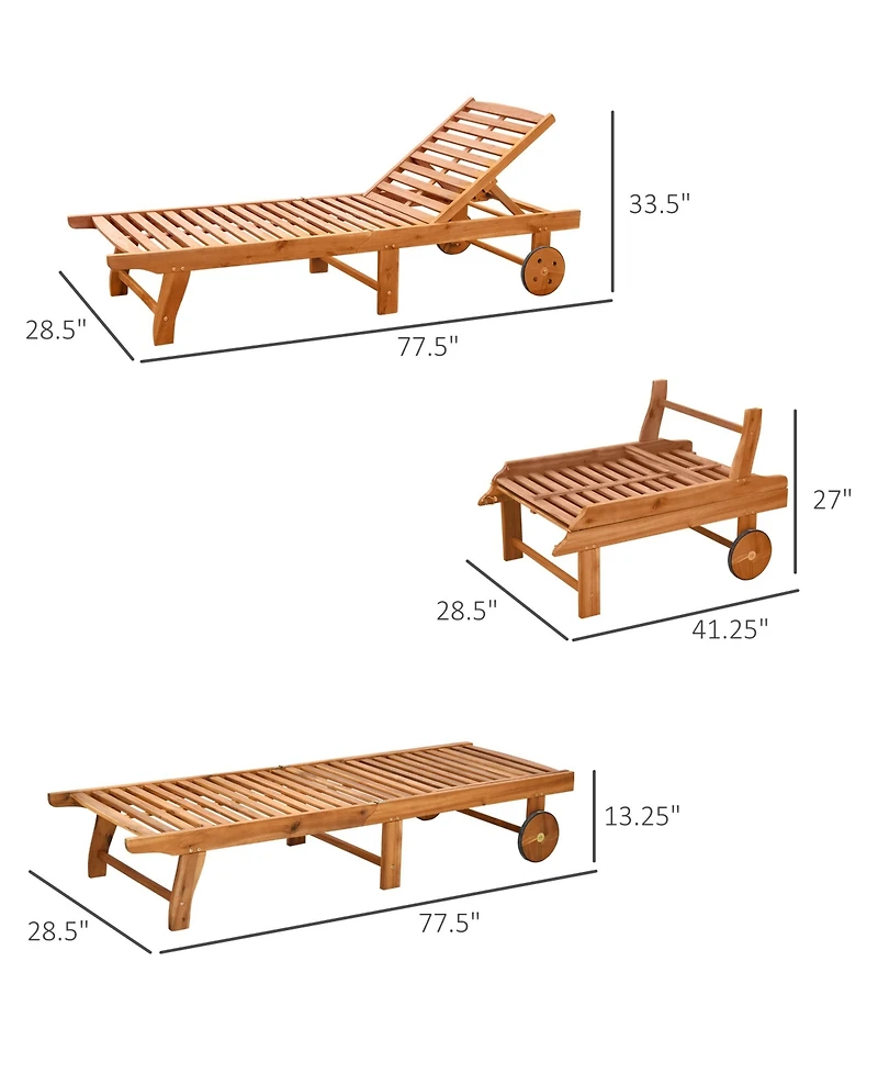 Simplie Fun Acacia Wood Chaise Lounge Foldable, Adjustable, Weather-Resistant