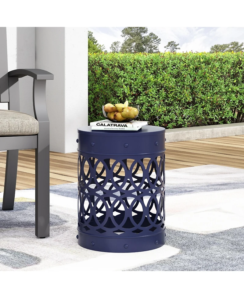 Simplie Fun Modern Geometric Iron Cut Side Table Chic, Durable, Assembly-Free