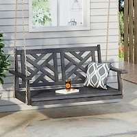 Simplie Fun Acacia Wood Porch Swing with Classic Slatted Seating