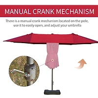 15ft Extra-Large Umbrella with Crank Mechanism for Shade and Protection