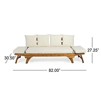 Streamdale Furniture Durable Acacia Wood Daybed with Expandable Frame and Water-Resistant Cushions