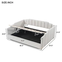 Streamdale Upholstered Daybed with Underneath Storage, Full Size, Gray
