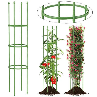 2-Pack Garden Trellis 56" Plant Support & Tomato Cages with Adjustable Height