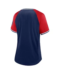 Fanatics Women's Navy Boston Red Sox Glitz Glam League Diva Raglan V-Neck T-Shirt