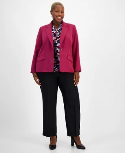 Kasper Plus Size One Button Blazer Cowlneck Top Dress Pants
