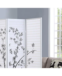 Streamdale Furniture Bamboo Print 4-Panel Framed Room Screen/Divider, White