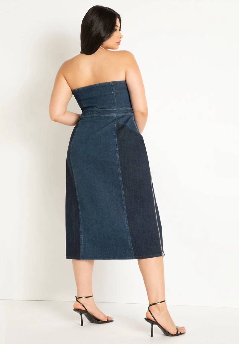 Eloquii Plus Size Strapless Denim Dress