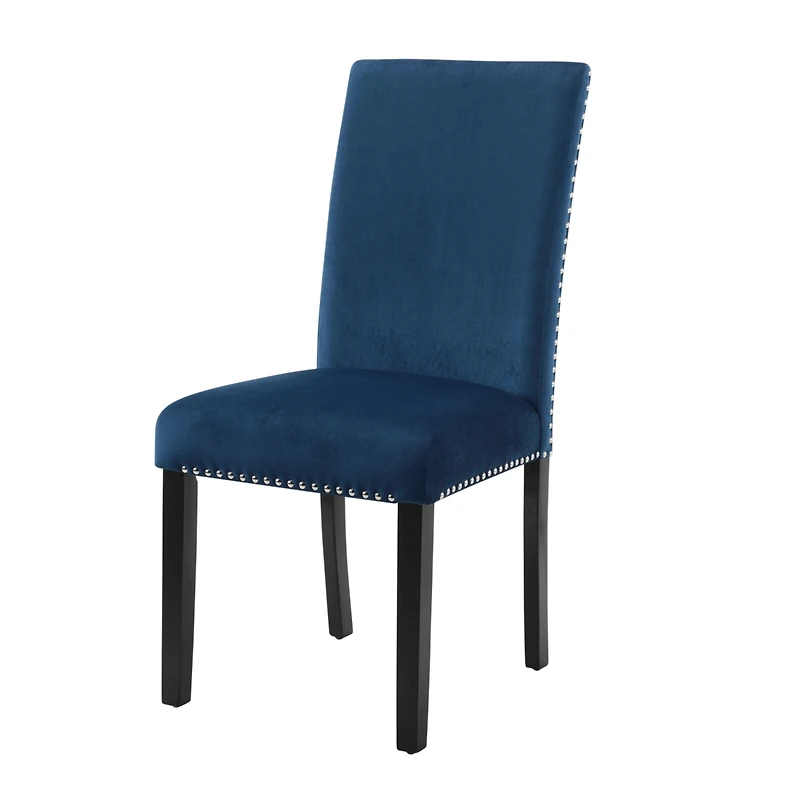 Streamdale Furniture Contemporary Velvet Dining Chair with Nailhead Trim, Set of 2, Blue