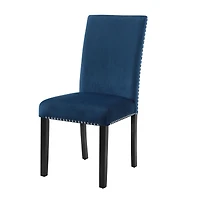 Streamdale Furniture Contemporary Velvet Dining Chair with Nailhead Trim, Set of 2, Blue