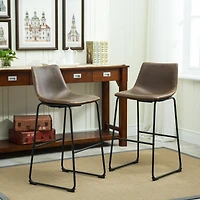 Streamdale Furniture Vintage Pu Leather Barstools, Set of 2, Antique Brown