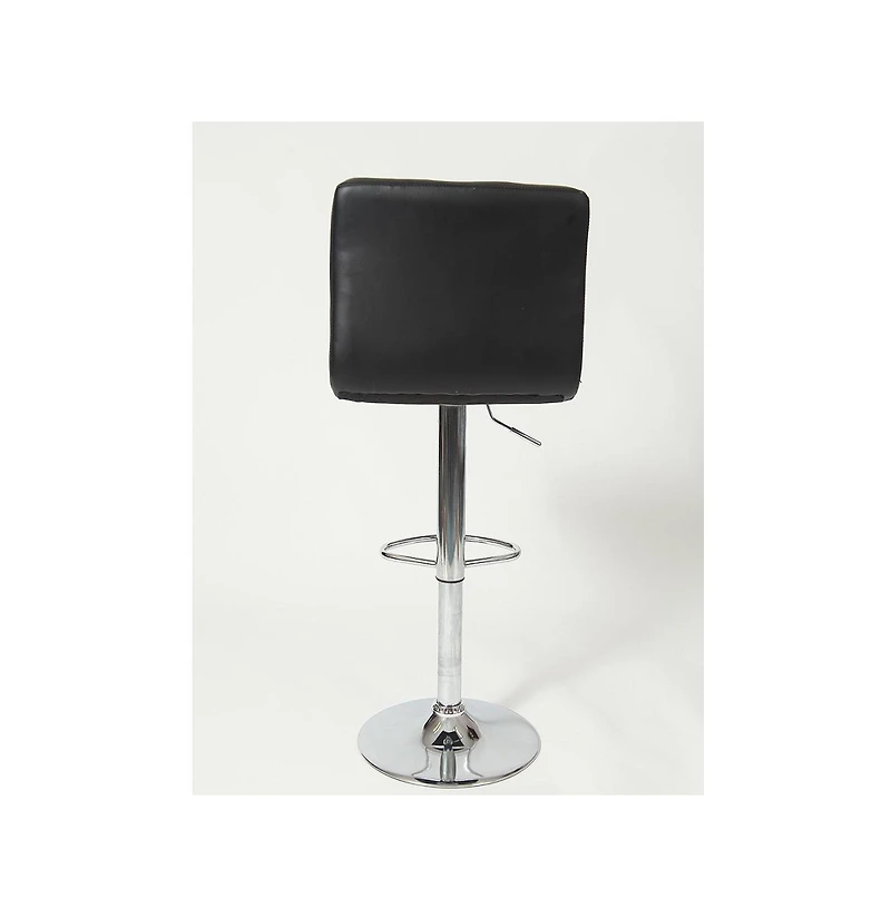 Simplie Fun Faux Leather Adjustable Hydraulic Bar Stool, Set of 2, Black