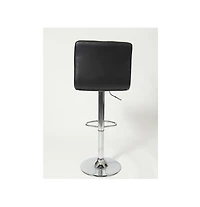 Simplie Fun Faux Leather Adjustable Hydraulic Bar Stool, Set of 2, Black