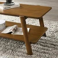 Streamdale Furniture Mid-Century Modern Wood Shelf Coffee Table, Walnut Finish