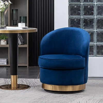 Streamdale Contemporary Velvet Swivel Chair, Blue