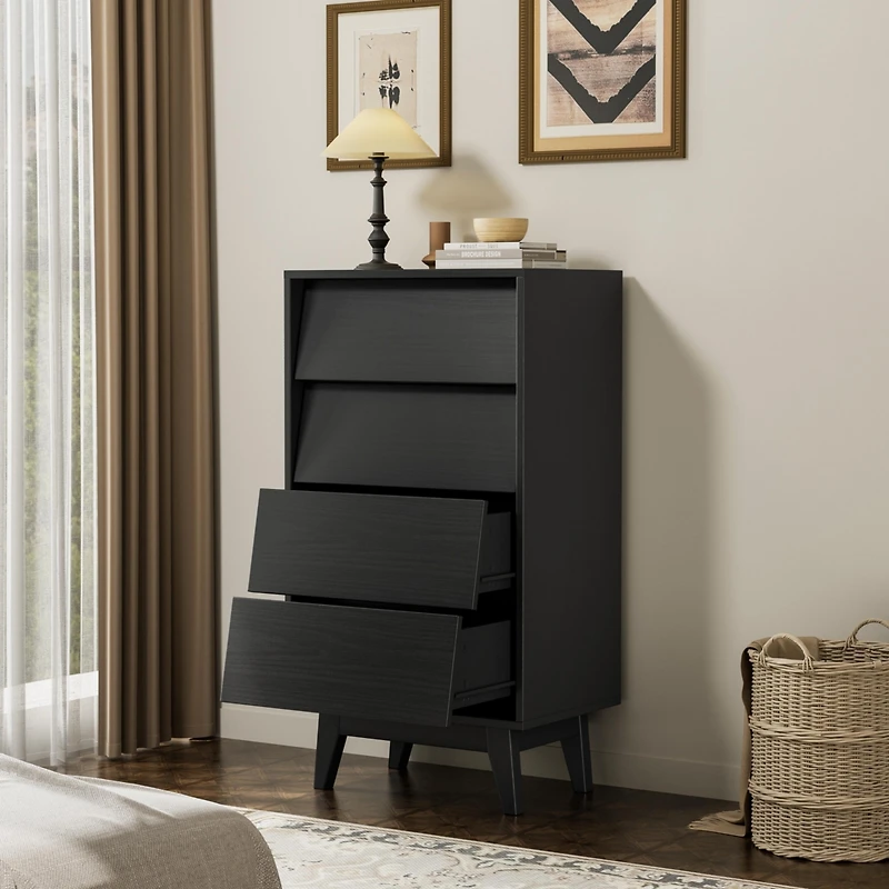 4 Drawer Double Dresser Features Vintage-style and Bevel Design