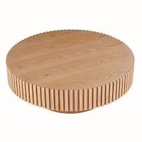 Round Wood Coffee Table - Modern Drum Design