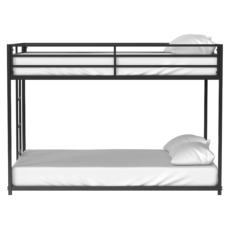 Streamdale Furniture Adam Sturdy Full over Full Metal Bunk Black for Kids and Adult, Low Profile and Easy Climbing with Stable Ladder